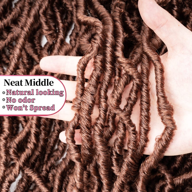 FALEMEI 36 Inch Faux Locs Crochet Hair Super Long Soft Locs Crochet Braids Hair 6 Packs/lot 105g Goddess Locs Dreadlocs Synthetic Hair Extend Pre Looped brown Soft Braiding for Women (36 Inch, 30#) - Image 5